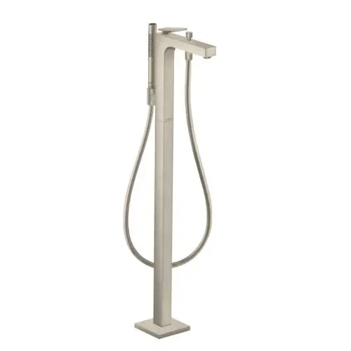 Bodenstehender Einhebel-Wannenmischer von AXOR mit Hebelgriff im Rautenschliff und brushed Nickel-Oberfläche, geeignet für moderne Badgestaltungen.